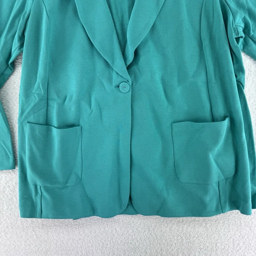 Susan Graver Weekend Marina Knit Blazer Size 2X Raw Turquoise